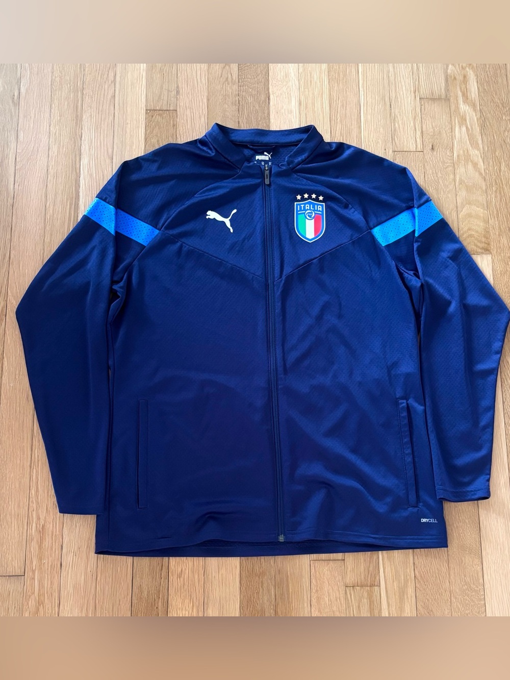 Puma Italia FIGC Track Jacket Mens XL Blue Full Zip Windbreaker Soccer Italy